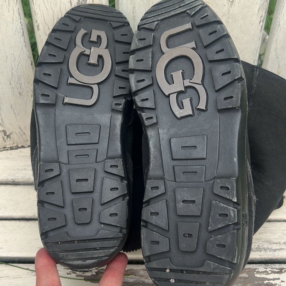 Ugg Ultimate Braid Black Tall Boot Shearling Line… - image 7